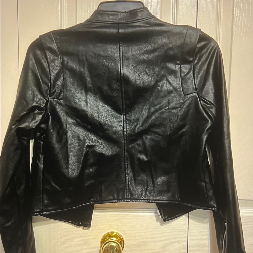 SPANX Black Leather Jacket NWOTS size M pit to pit 19 inches - Picture 6 of 9